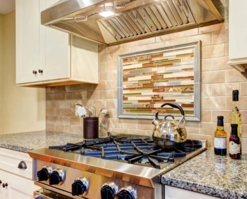 Beige Tiled Backsplash