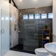 modern bathroom with glass enclosure