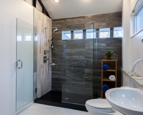 modern bathroom with glass enclosure