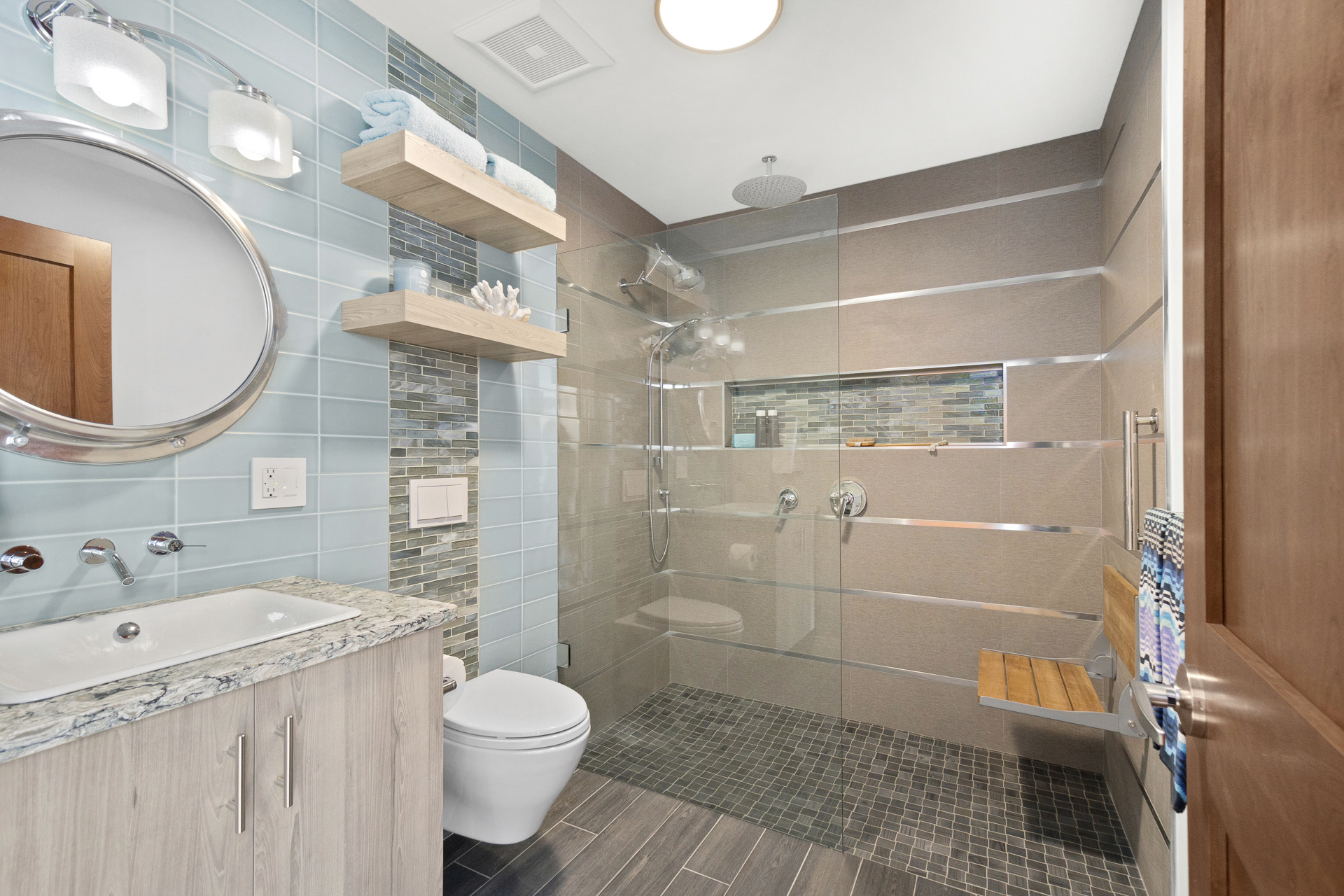 Contemporary Beach Themed Guest Bathroom Rhode Kitchen Bath Design Build