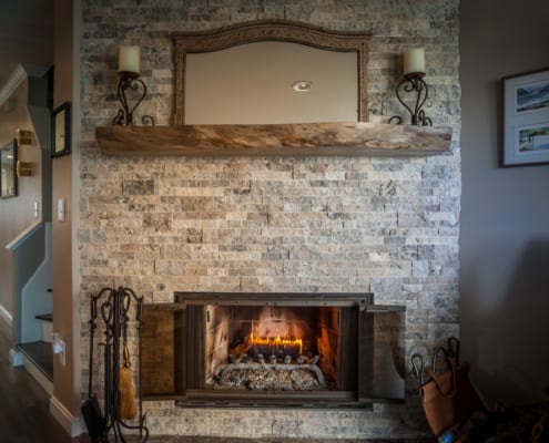 stone fireplace