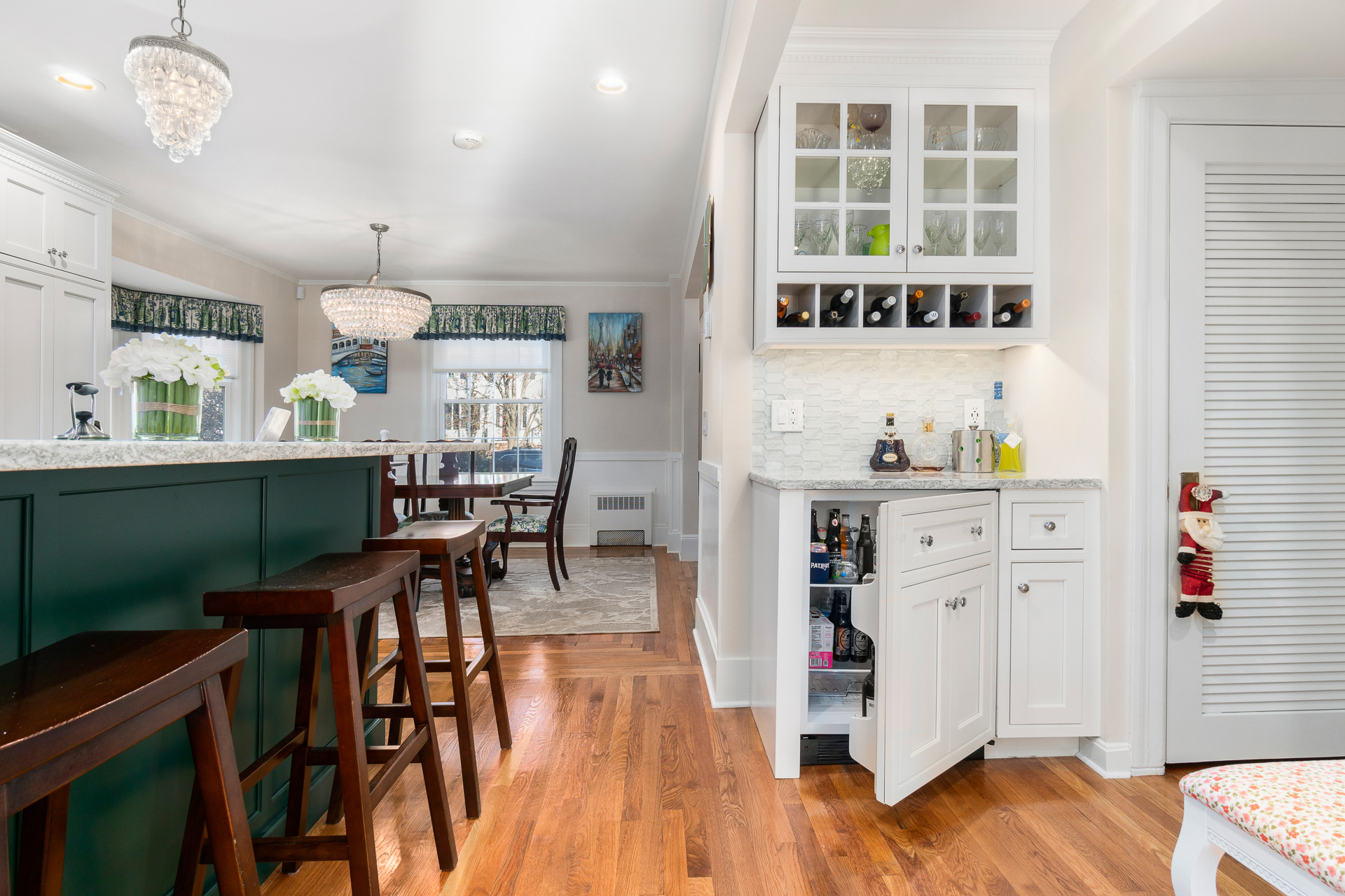 Colorful Transitional Kitchen Beverage Center